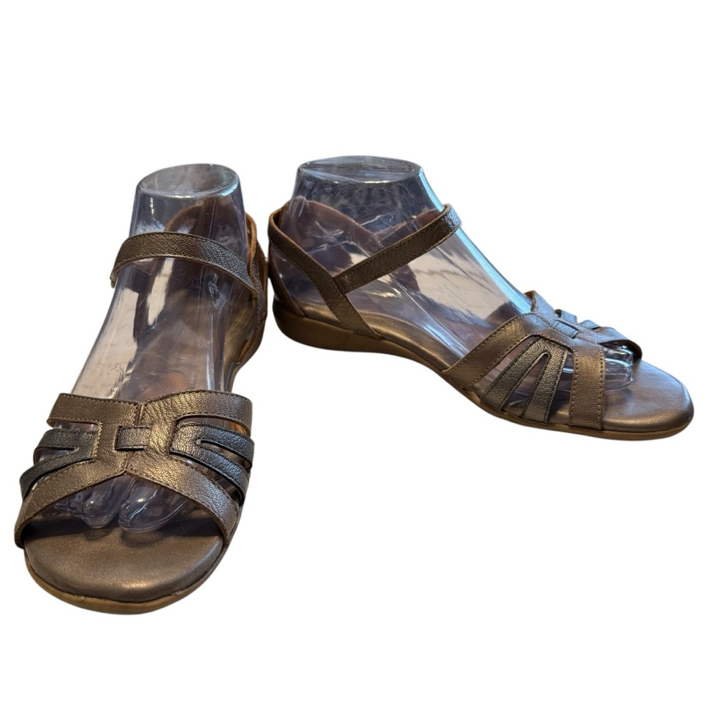 Naturalizer Silver & Bronze Caliah Women's Leather Sandals Size 8 Comfy Walking